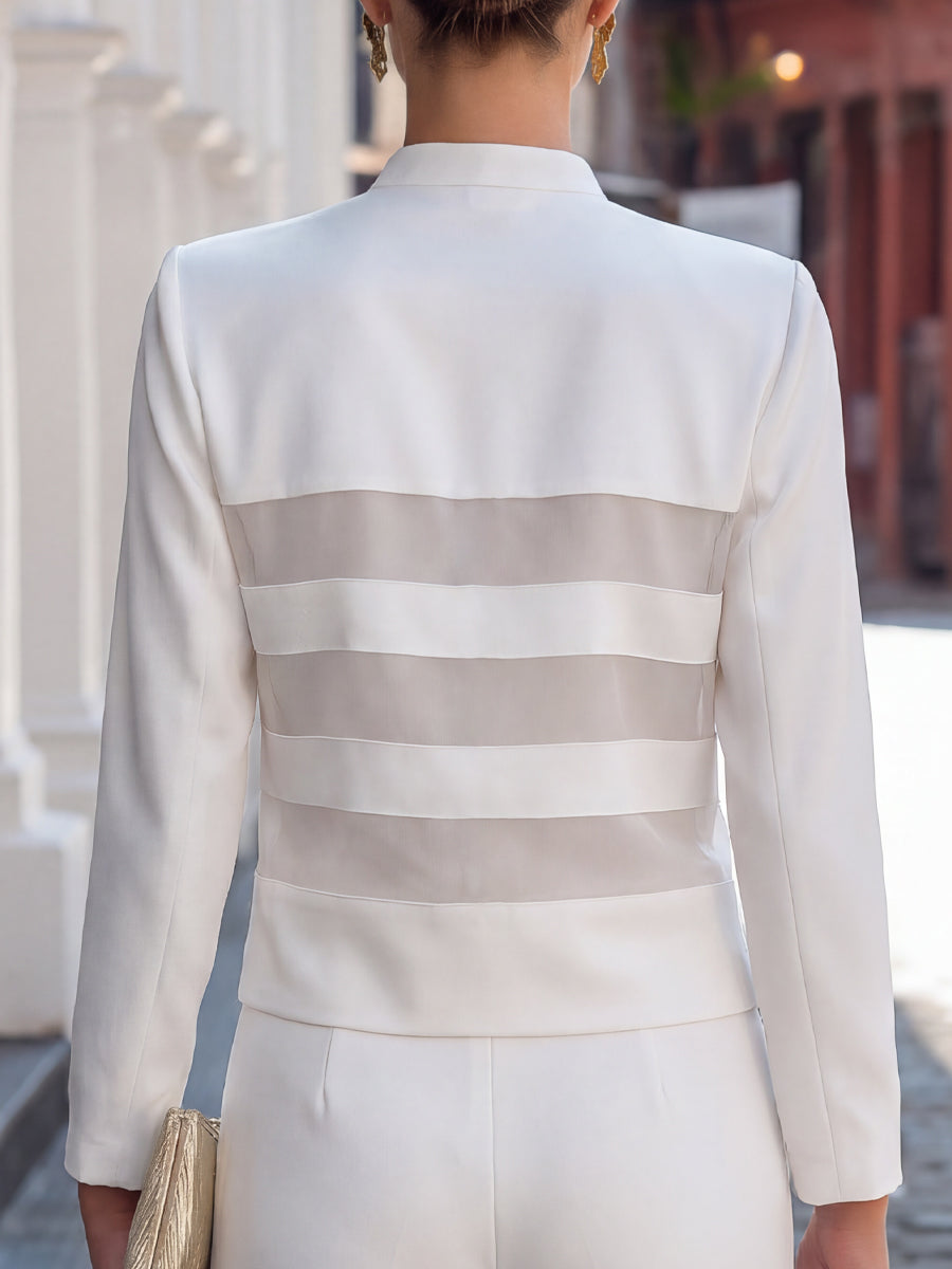 Zip Front Sheer Panel Tailored Jacket