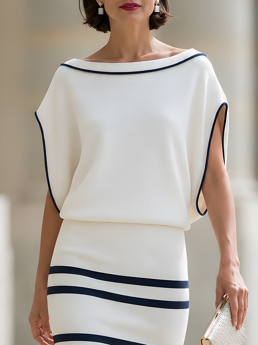 Elegant Batwing Sleeve Midi Dress