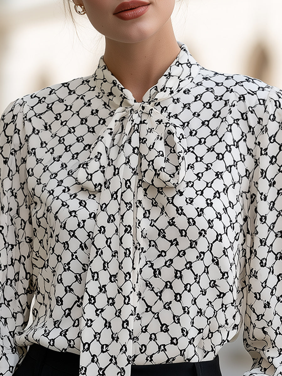 Geometric Bow Tie Blouse