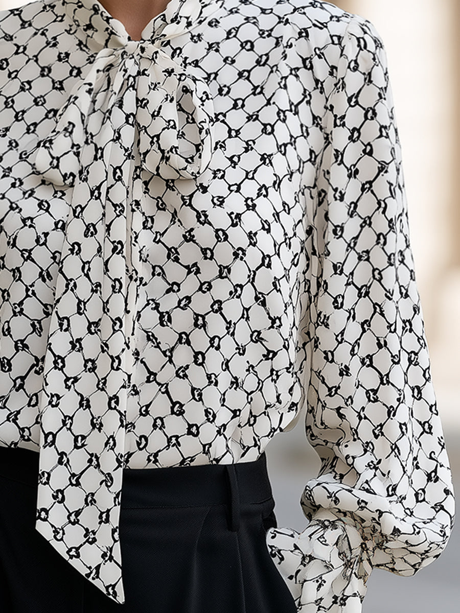 Geometric Bow Tie Blouse