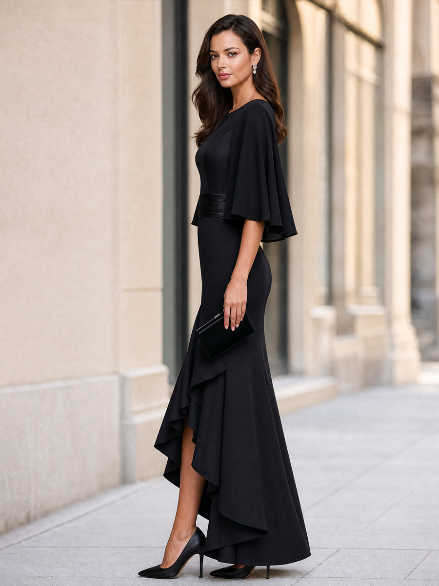Elegant Ruffle Hem Mermaid Midi Dress