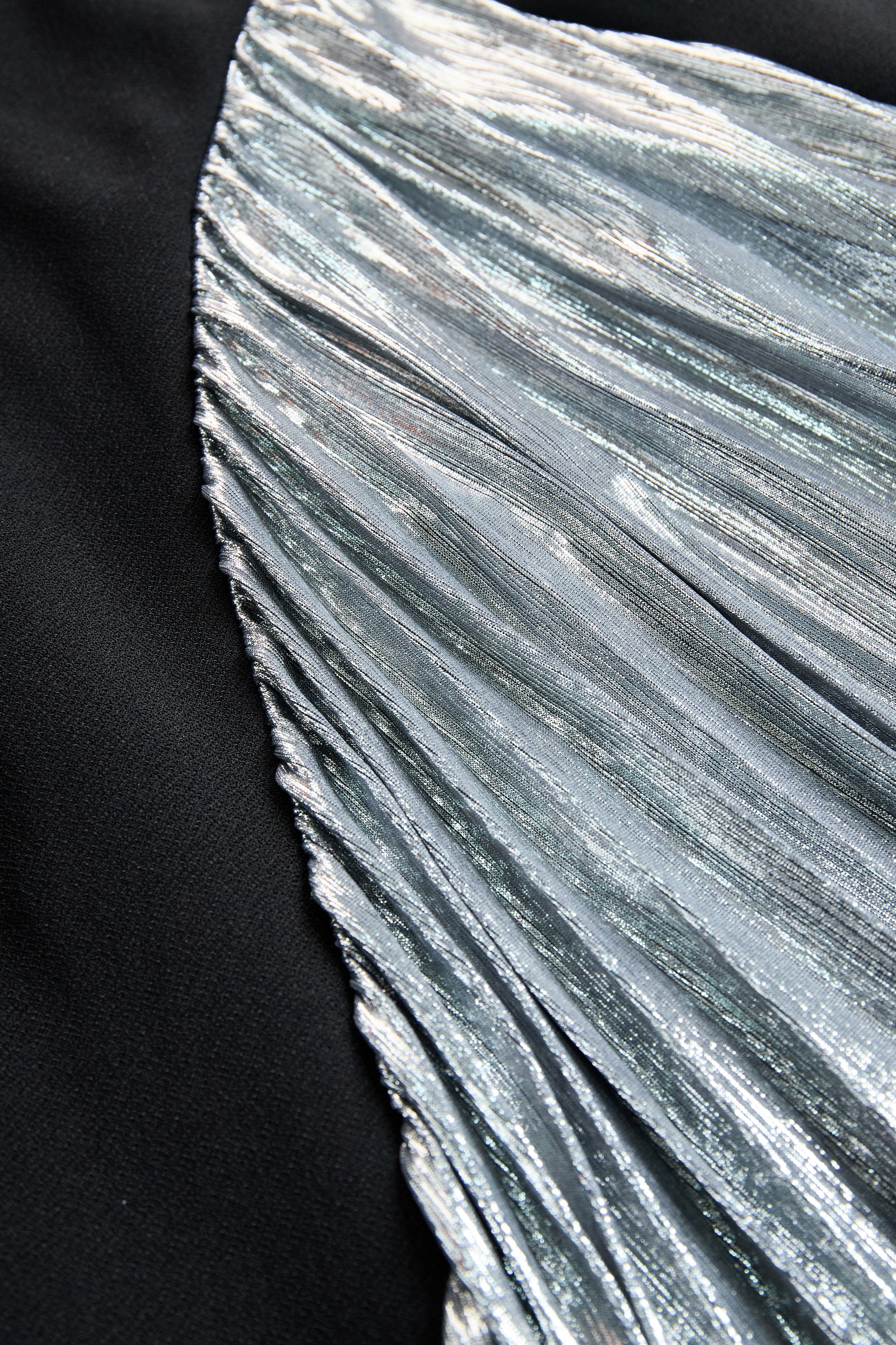 Elegant Tuxedo-Inspired Silver Slit Gown