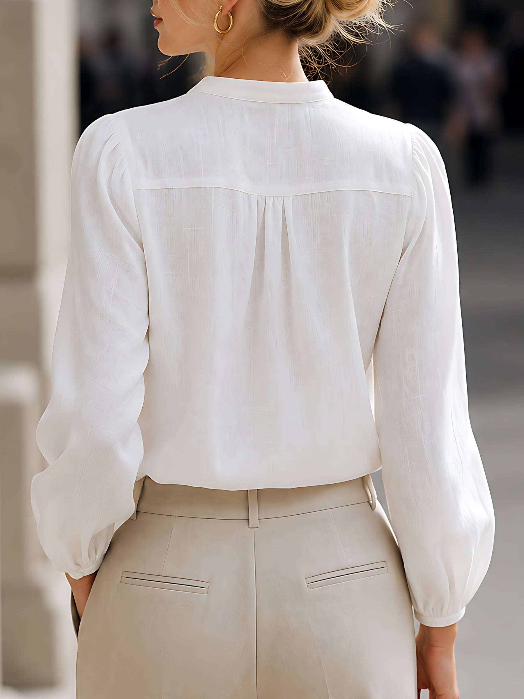 Embroidered Linen Button-Up Blouse
