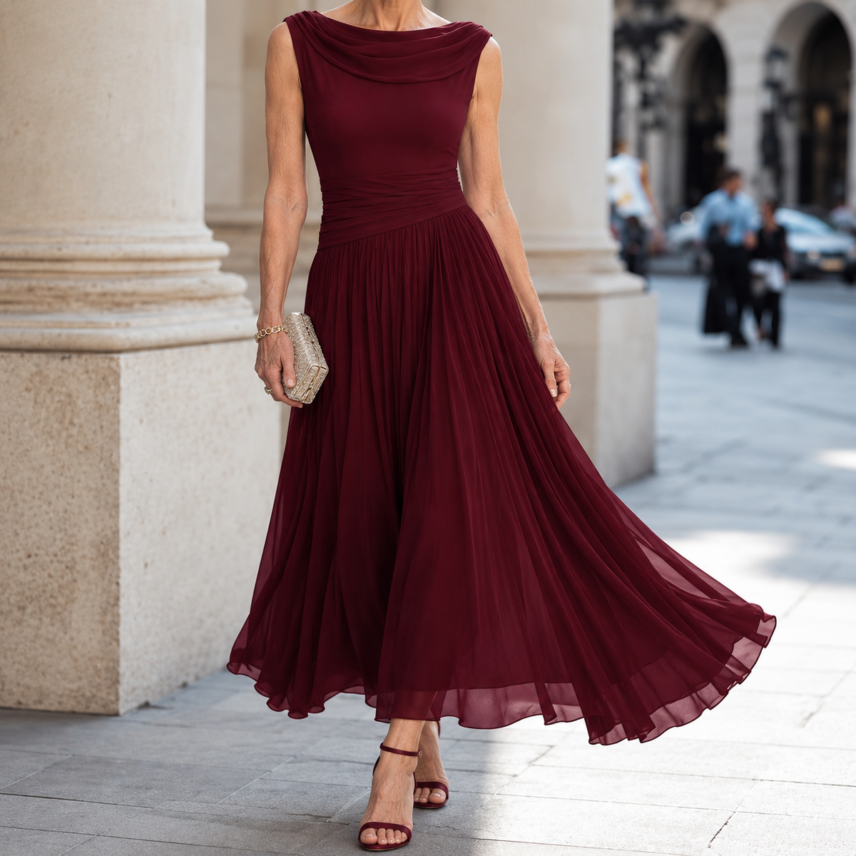 ELVENA™ | Pleated Midi Dress