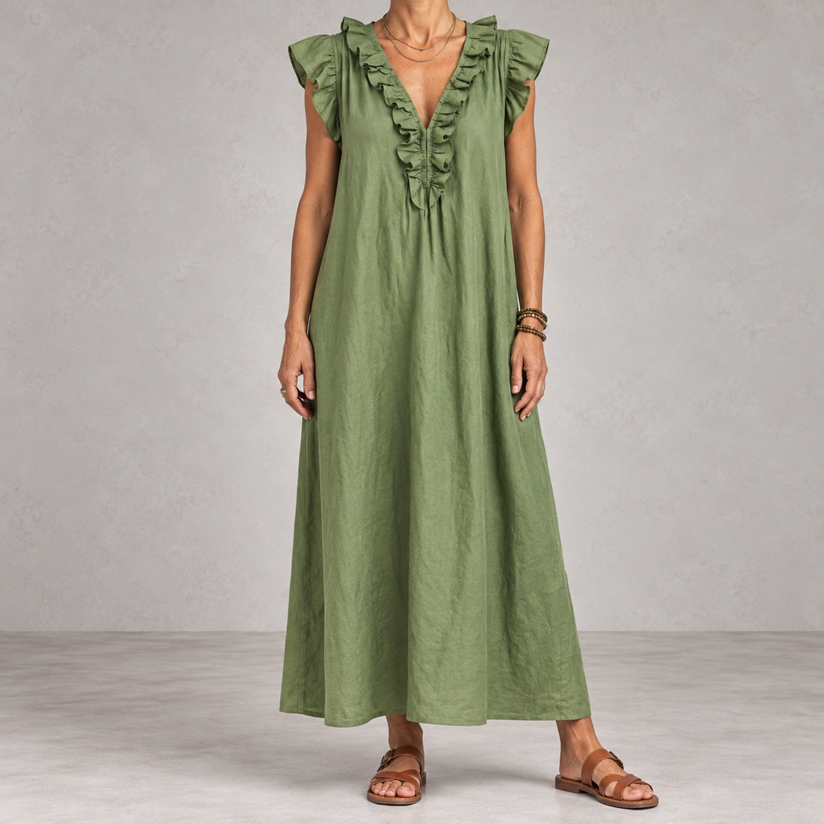 Josette | Ruffle V-Neck Maxi Dress
