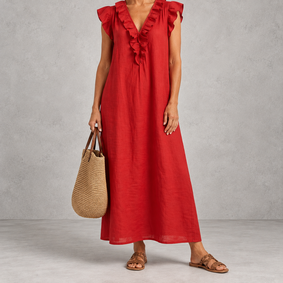 Josette | Ruffle V-Neck Maxi Dress