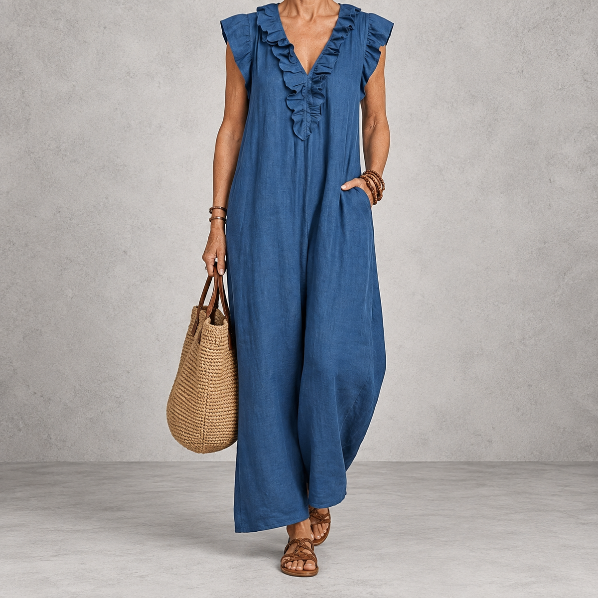 Josette | Ruffle V-Neck Maxi Dress