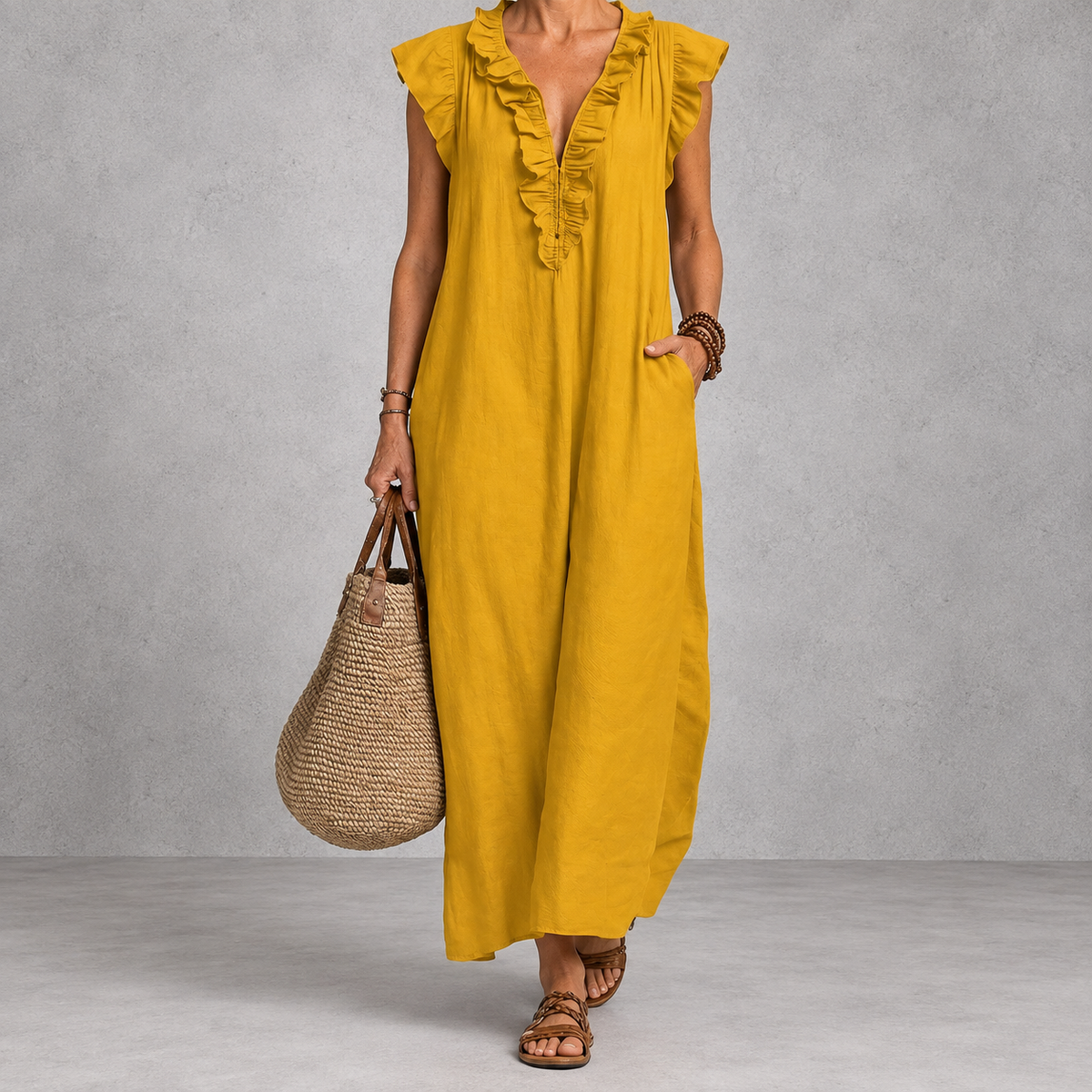 Josette | Ruffle V-Neck Maxi Dress