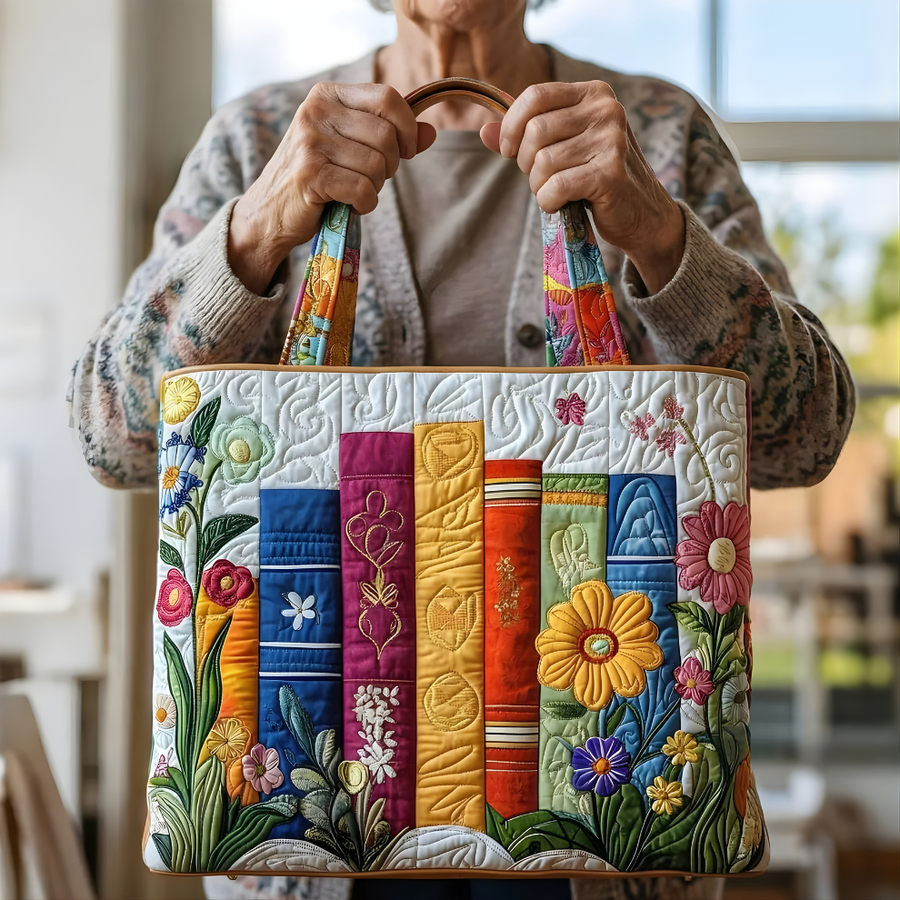 Colorful Garden Book Parade | Handmade Quilted Tote