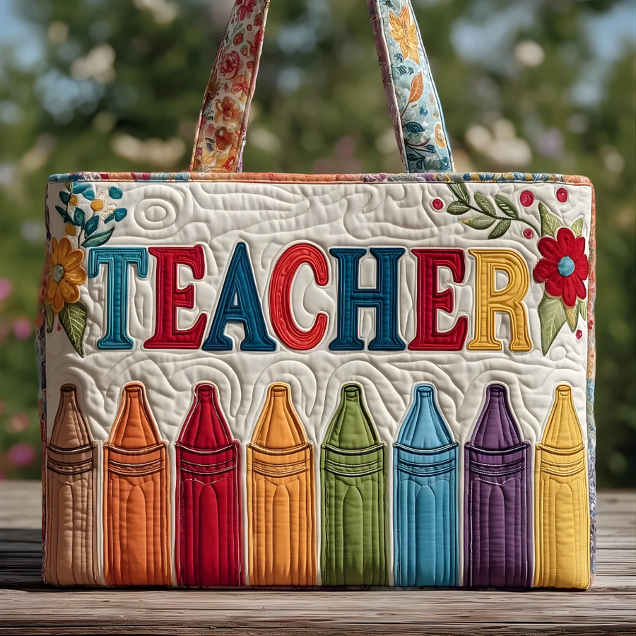 Colorful Teacher Crayon Classroom | Handmade Quilted Tot