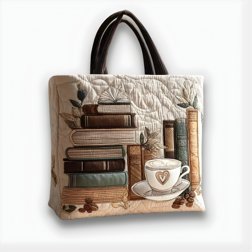 Cozy Book Café Moments | Handmade Quilted Tote