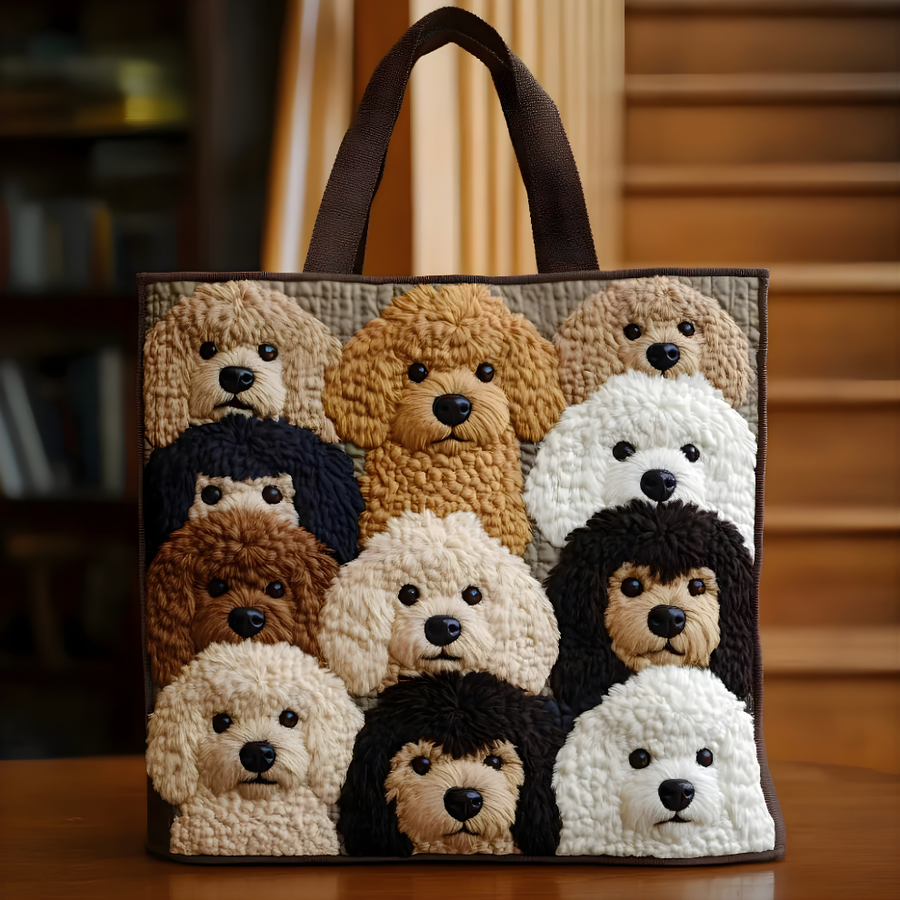 Cuddly Poodle Parade | Handmade Quilted Tote