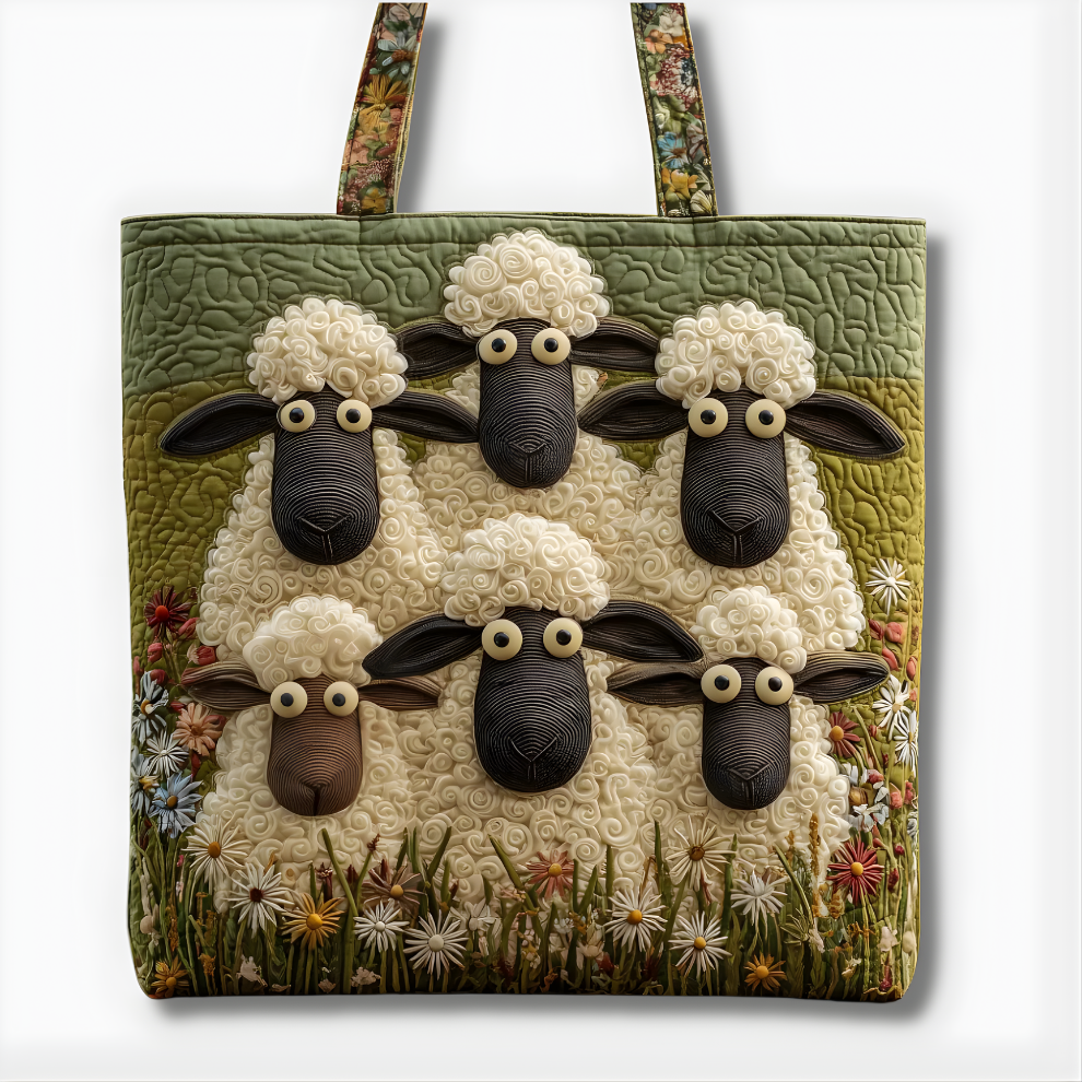 Cute Sheep Family | Handmade Quilted Tote