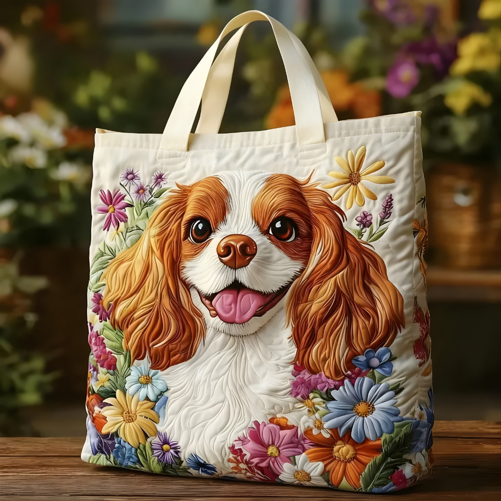 Happy Cavalier Bloom | Handmade Quilted Tote