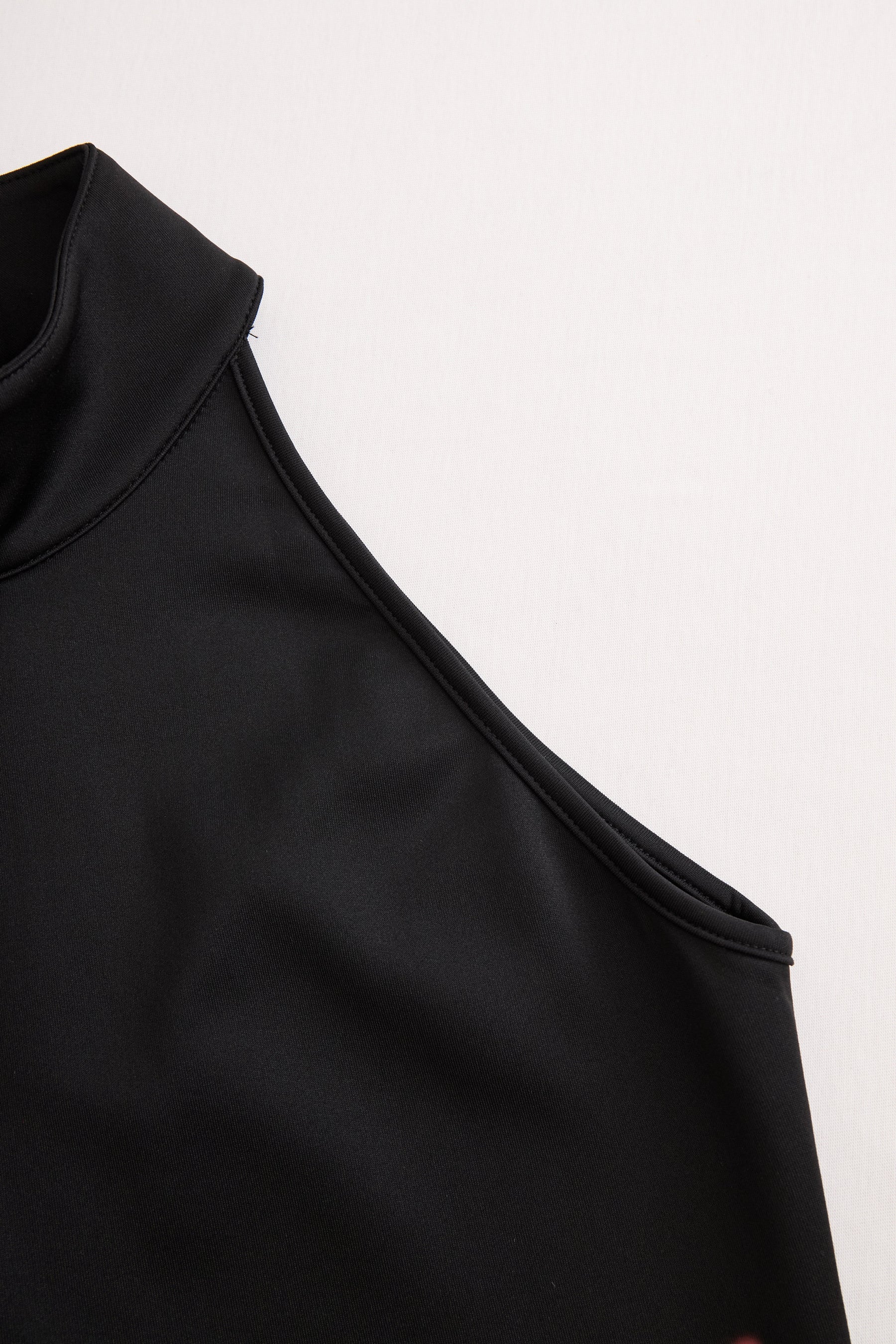 Elegant Black and White High Neck Midi Dress