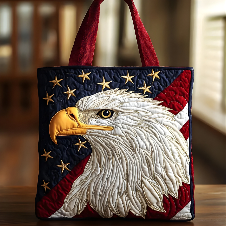 Patriotic Bald Eagle Pride | Handmade Quilted Tote