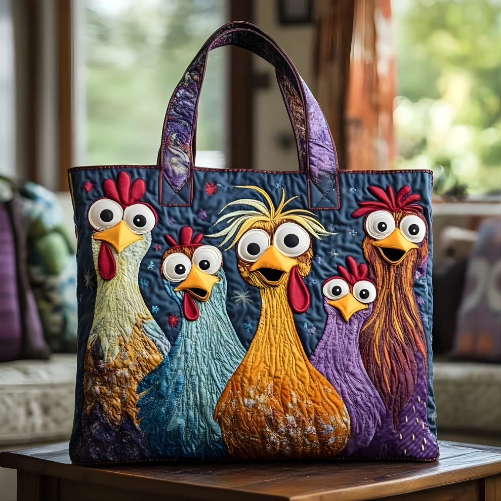 Quirky Chicken Chorus | Handmade Quilted Tote