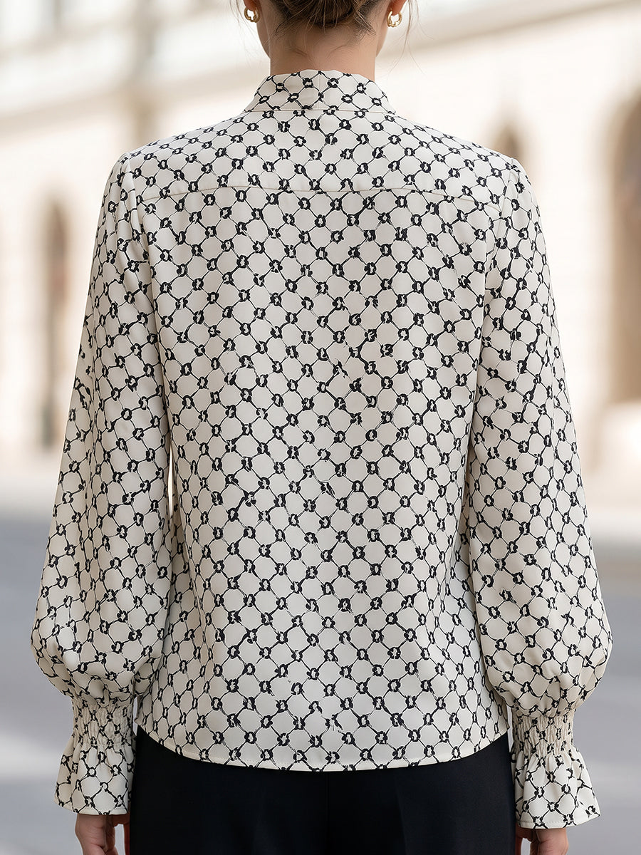 Geometric Bow Tie Blouse