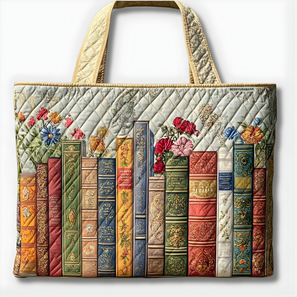 Vintage Library Garden | Handmade Quilted Tote