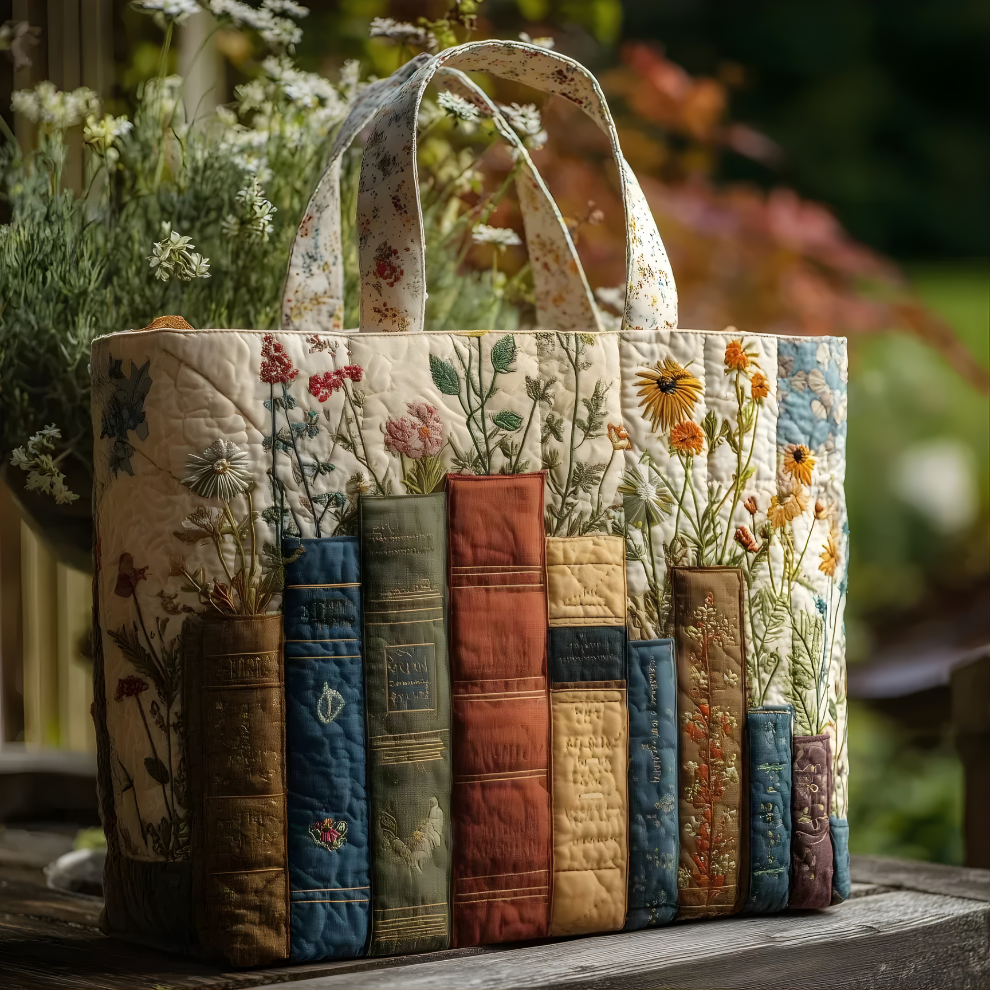 Wildflower Library Haven | Handmade Quilted Tote