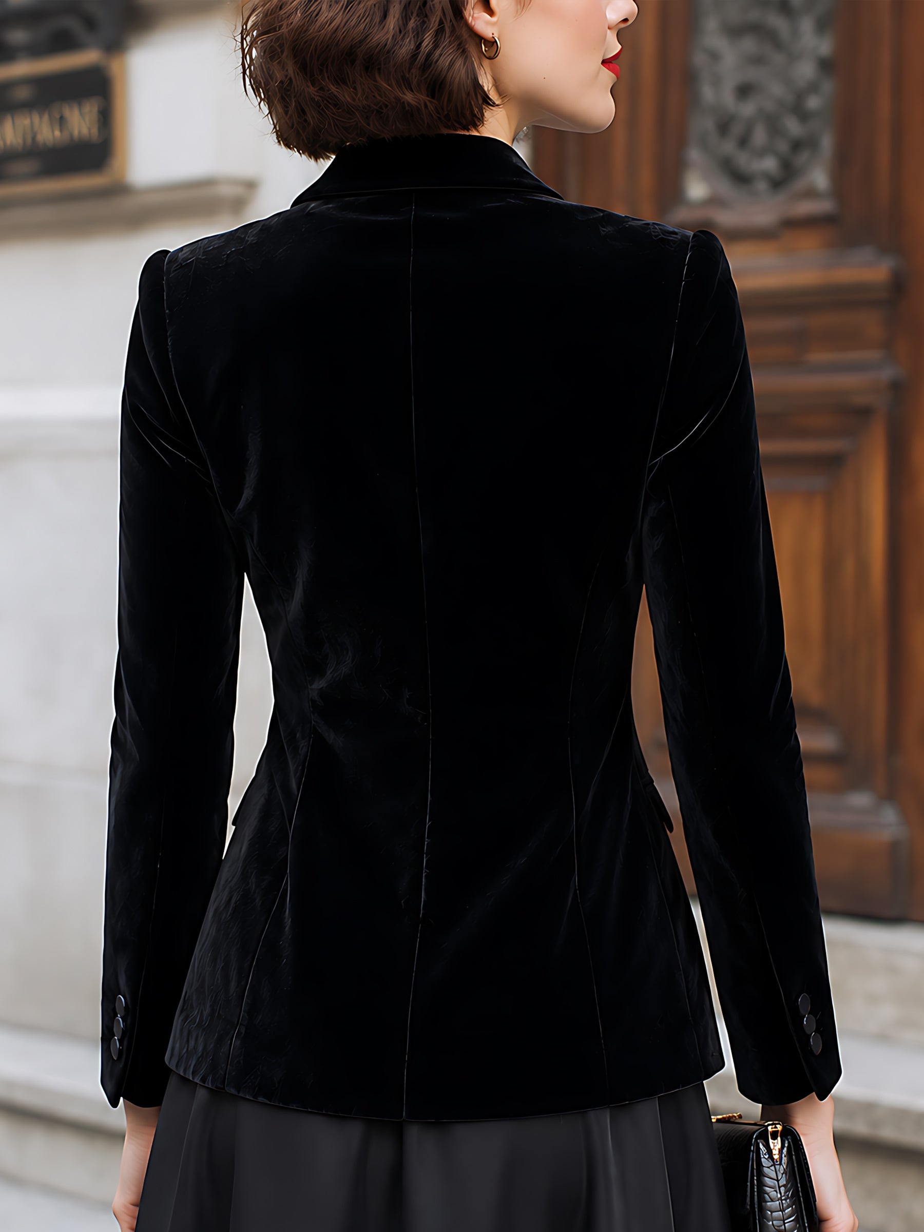 Velvet Satin-Lapel Tailored Blazer